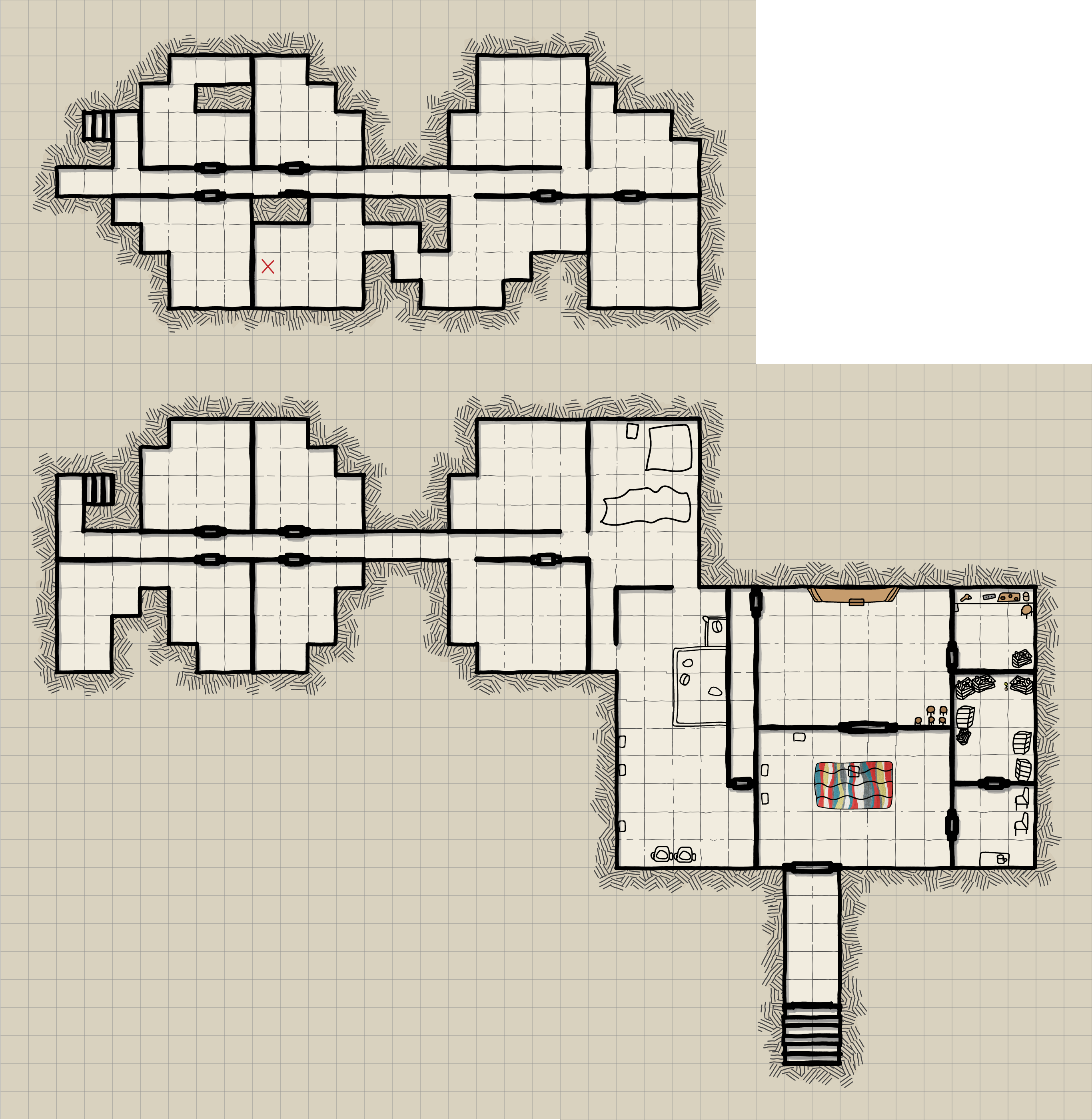 Map of the Percontra Museum of Ancient History, including attached buried apartment building.